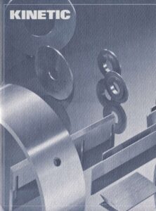 kinetic blades on black and white page